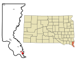 Union County South Dakota Incorporated and Unincorporated areas North Sioux City Highlighted